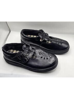 Smartfit Girls Black Leather Double Strap Mary Jane School Uniform Shoes Size 4
